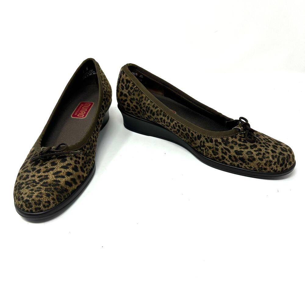 Munro Size 6 Ballet Brown Leopard Cheetah Animal Print 1.5" Heel Slip On
